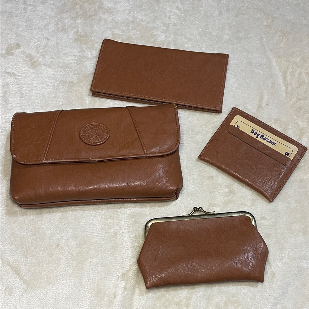 Vintage Copper Creek Brown Leather Wallet & Accessories Set